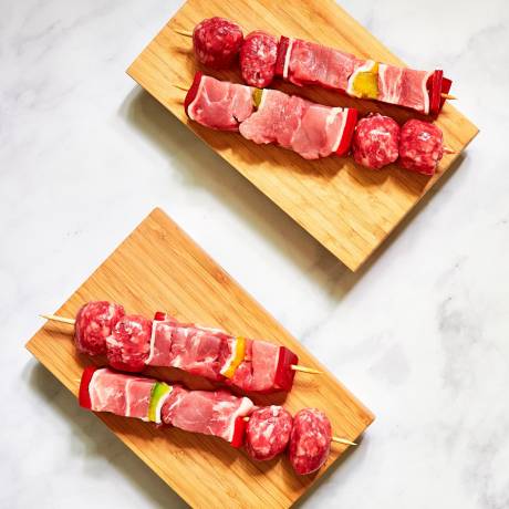 Brochettes de boeuf et porc